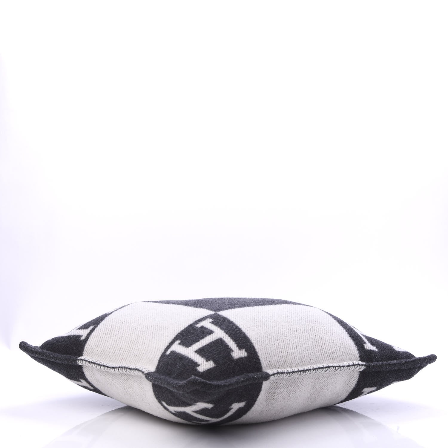 Hermes Wool Cashmere Avalon Pillow PM Ecru Gris Fonce 3 of 5
