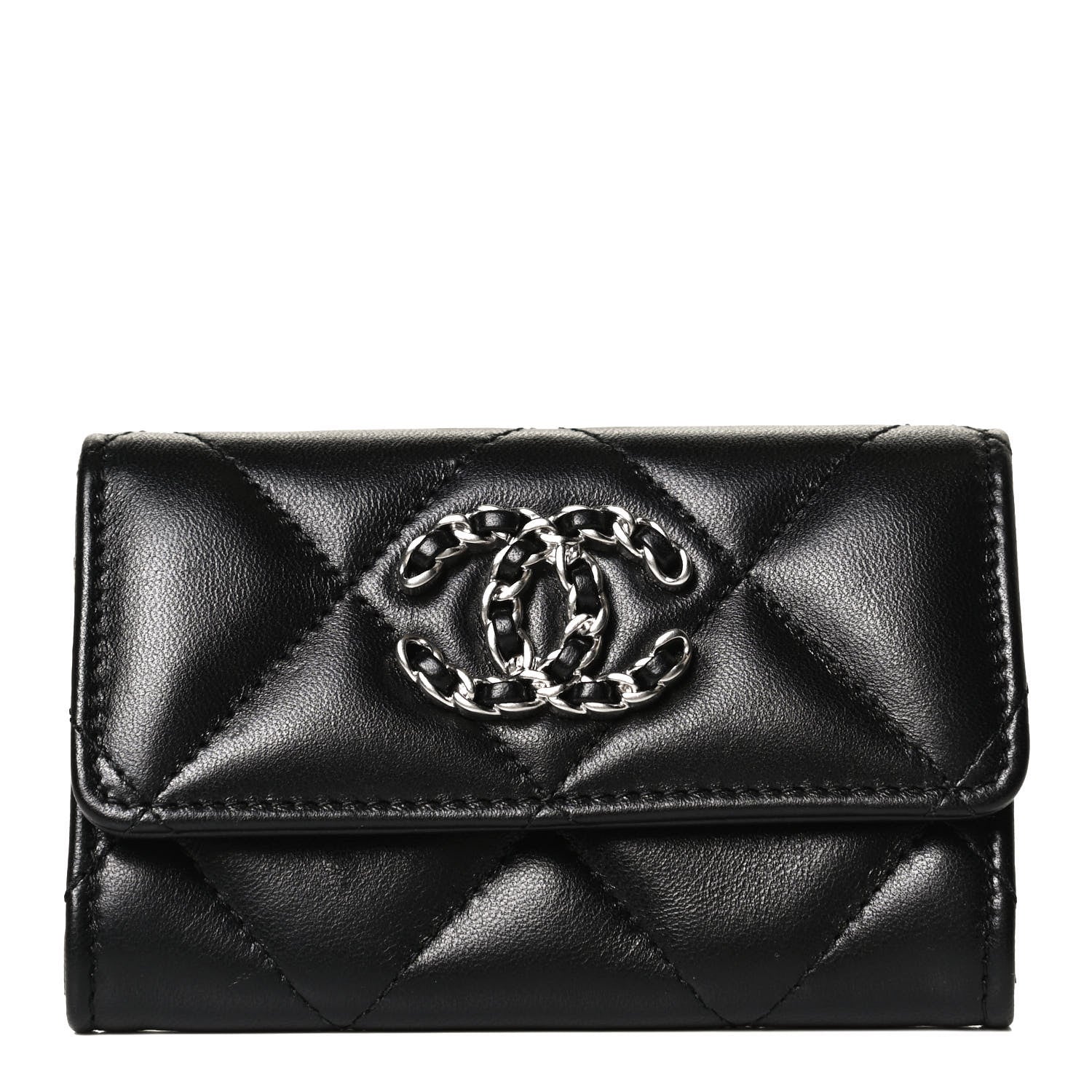 Chanel Lambskin Quilted Chanel 19 Flap Card Holder Black 1 of 12