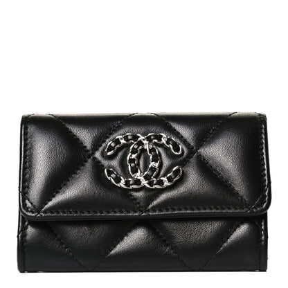 Chanel Lambskin Quilted Chanel 19 Flap Card Holder Black 1 of 12