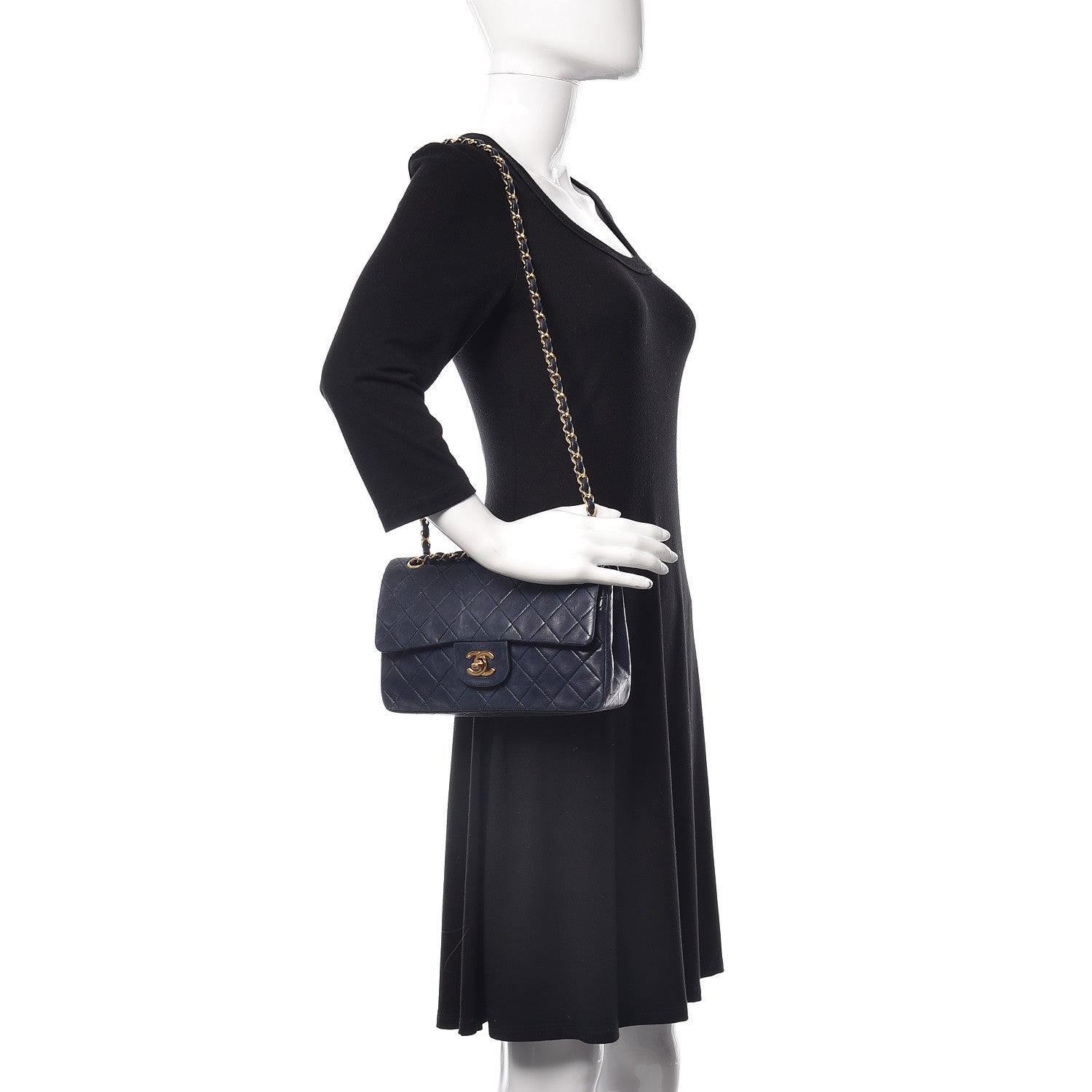 Chanel Lambskin Quilted Small Double Flap Navy 2 of 21