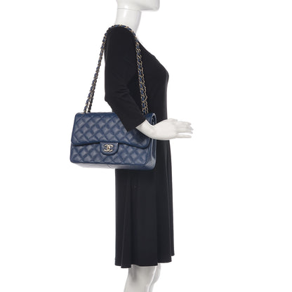 Chanel Caviar Quilted Jumbo Double Flap Navy 2 of 11