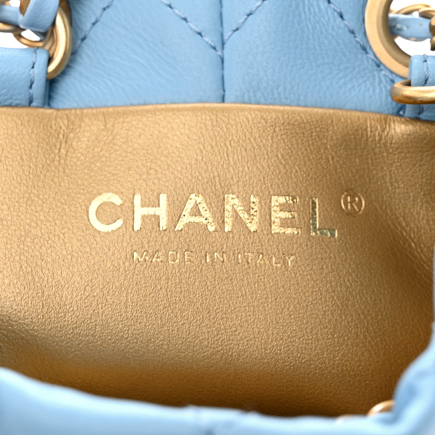 Chanel Lambskin Quilted Pearl Crush Drawstring Bag Light Blue 6 of 11