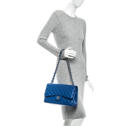 Chanel Lambskin Quilted Jumbo Double Flap Blue 2 of 7