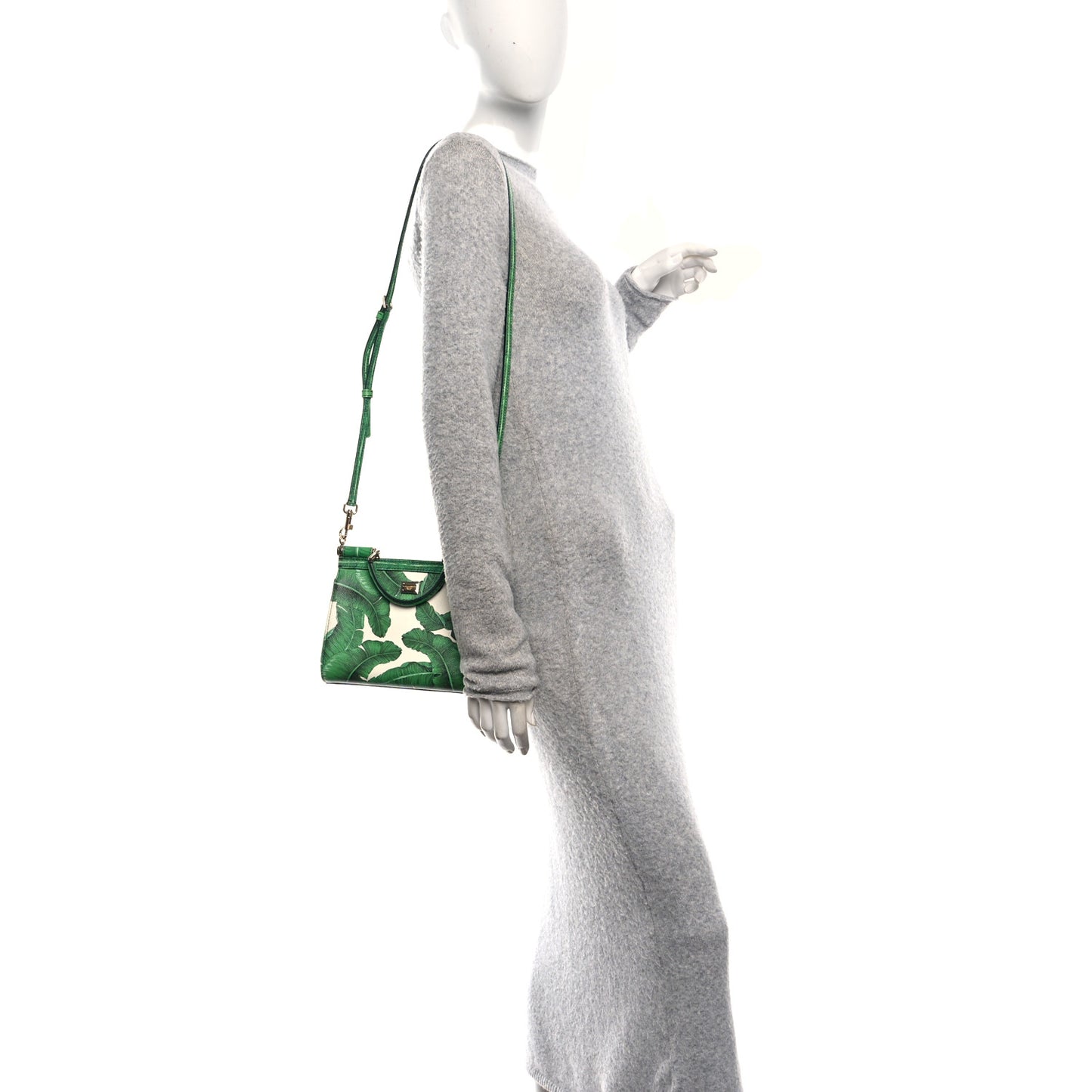 Dauphine Banana Leaf Print Small Miss Sicily Satchel Green White