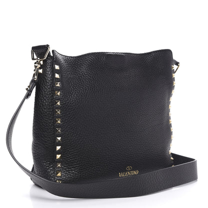 Valentino Garavani Pebbled Calfskin Small Rockstud Flip-Lock Messenger Bag Black 3 of 9