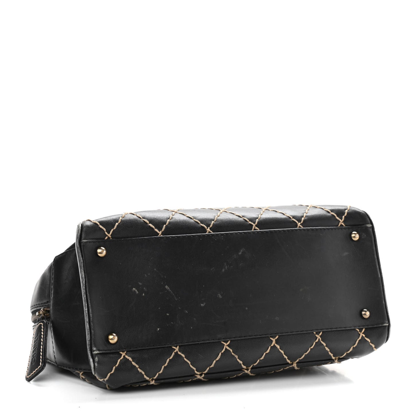 Calfskin Contrast Stitch Surpique Bowler Black