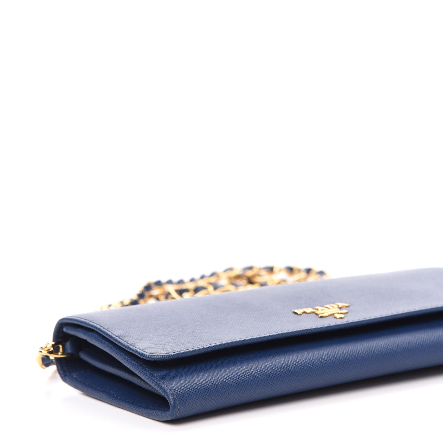 Prada Saffiano Metal Oro Chain Wallet Bleuette 8 of 11