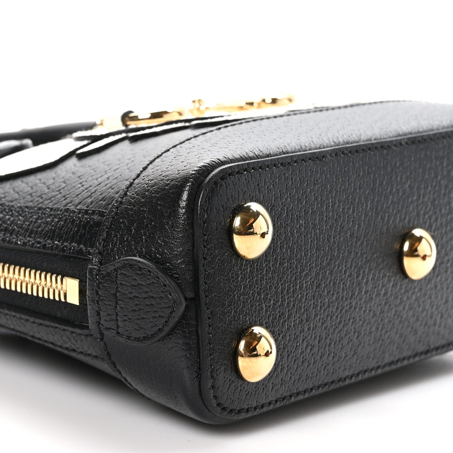 X ADIDAS Textured Dollar Calfskin Web Trefoil Mini Horsebit 1955 Top Handle Bag Black Off White