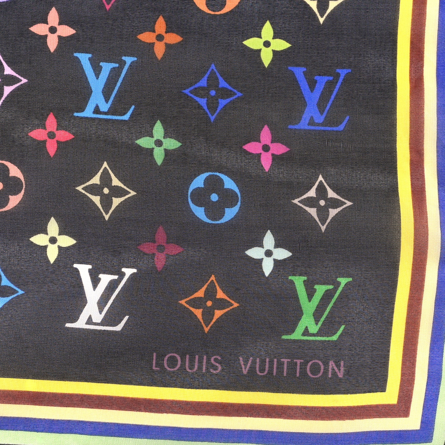 Louis Vuitton Silk Multicolor Square Scarf Black 2 of 3