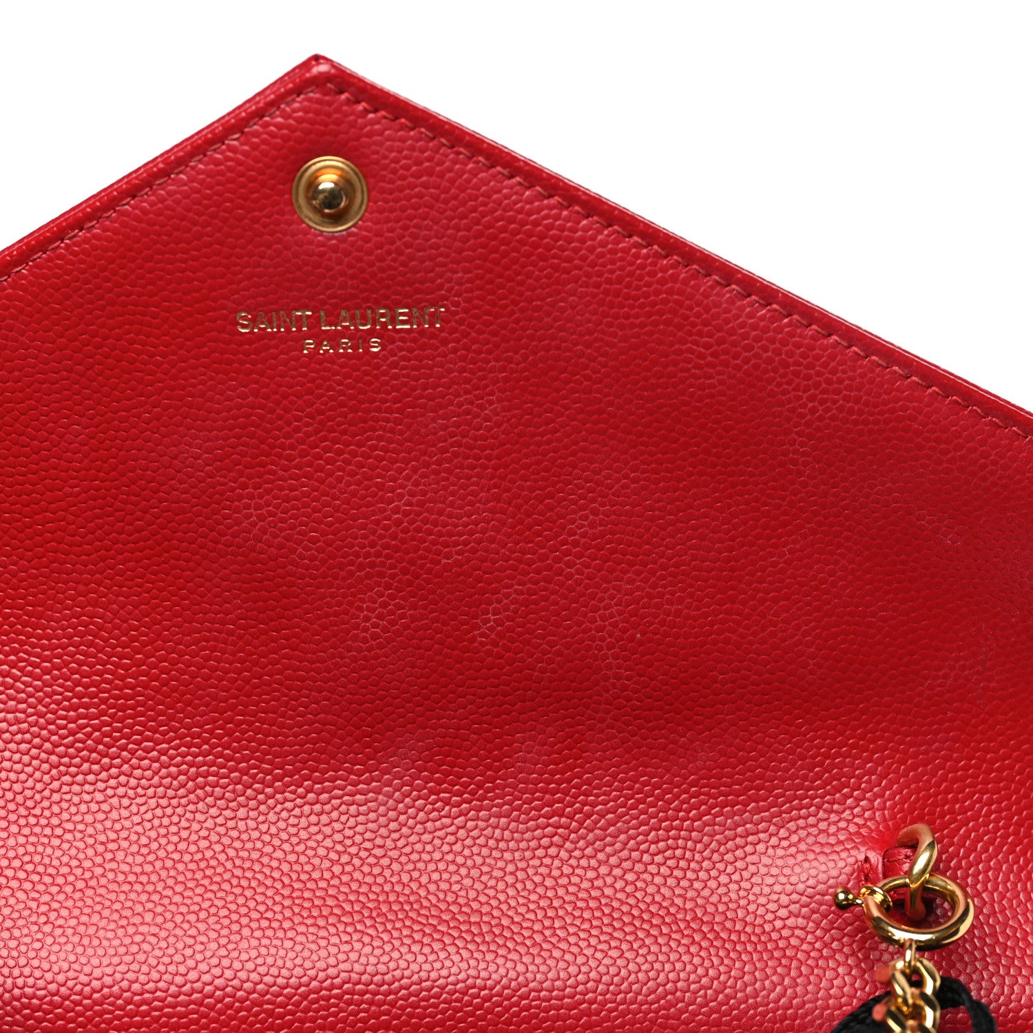 Saint Laurent Grain De Poudre Matelasse Chevron Monogram Envelope Chain Wallet New Red 11 of 11