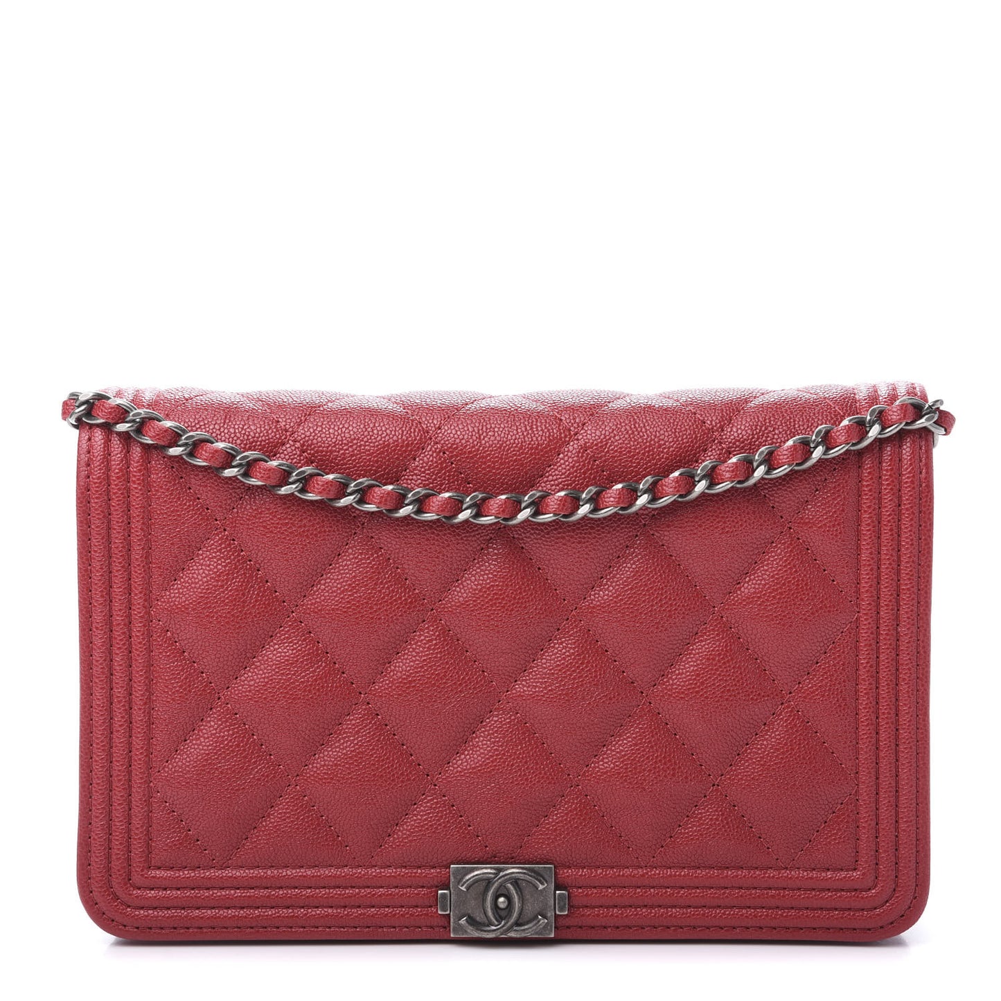Caviar Quilted Boy Wallet On Chain WOC Red