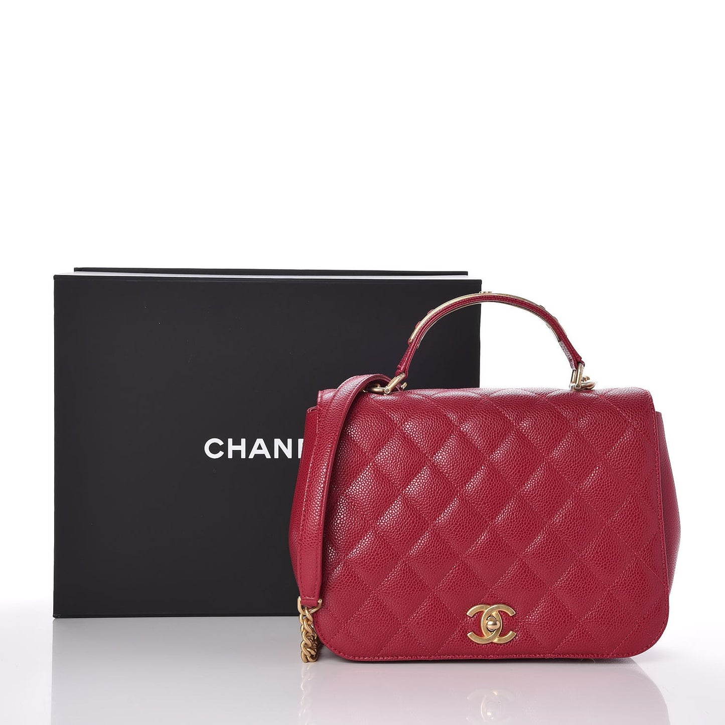 Caviar Large Carry Around Flap Bag Red