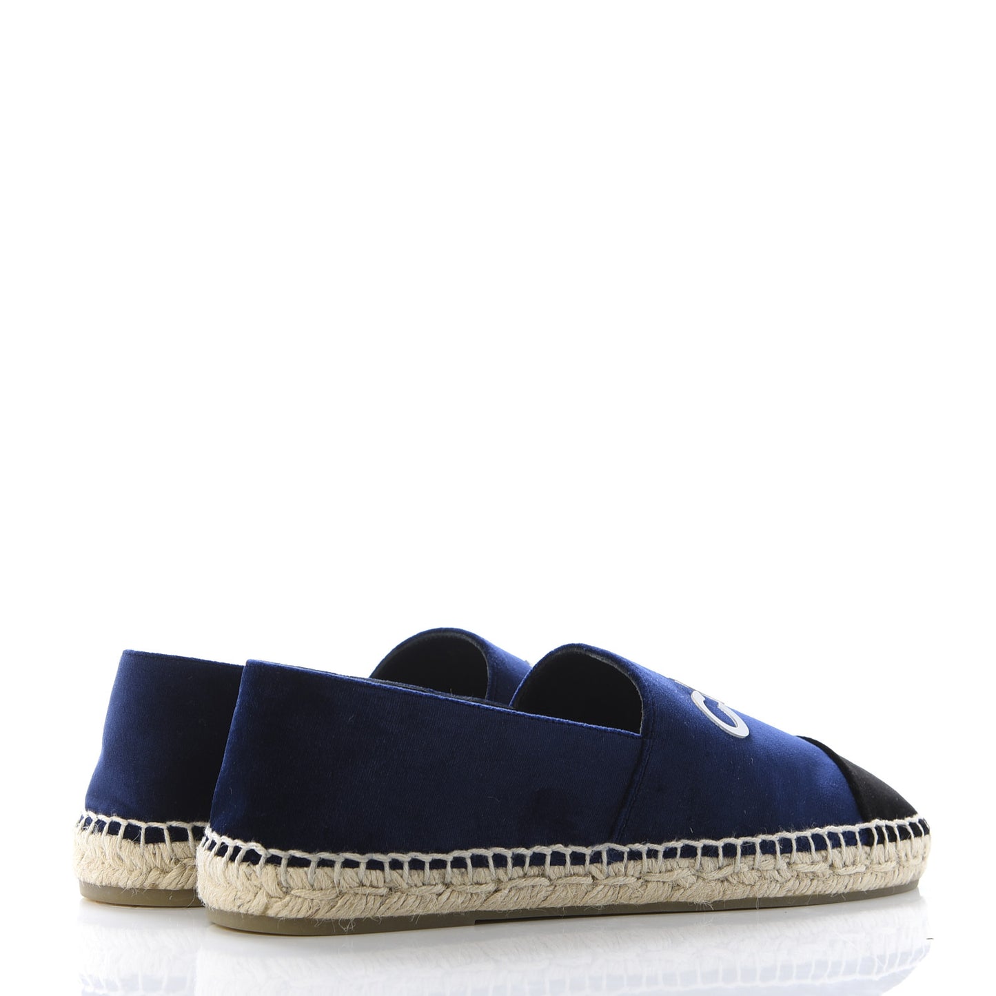 Velvet Logo Espadrilles 37 Navy Black