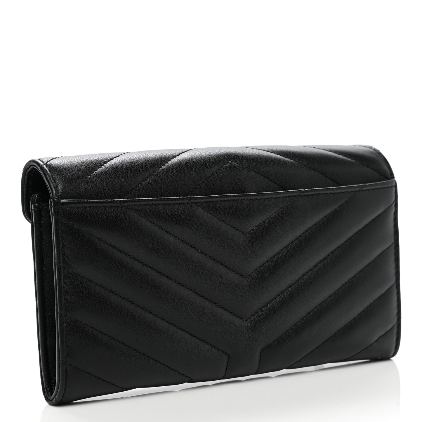 Lambskin Y Quilted Monogram Large Loulou Flap Wallet Black