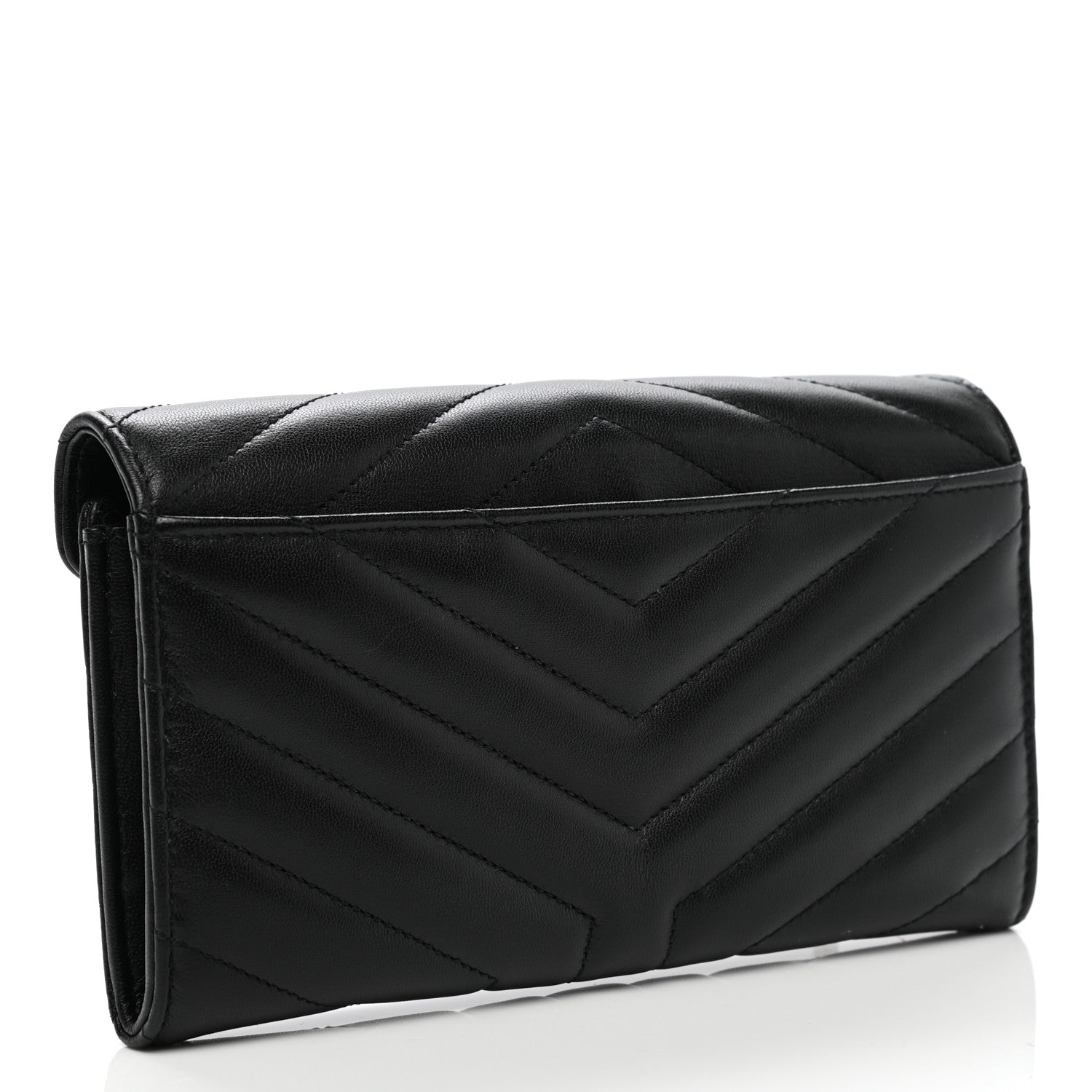Saint Laurent Lambskin Y Quilted Monogram Large Loulou Flap Wallet Black 3 of 8