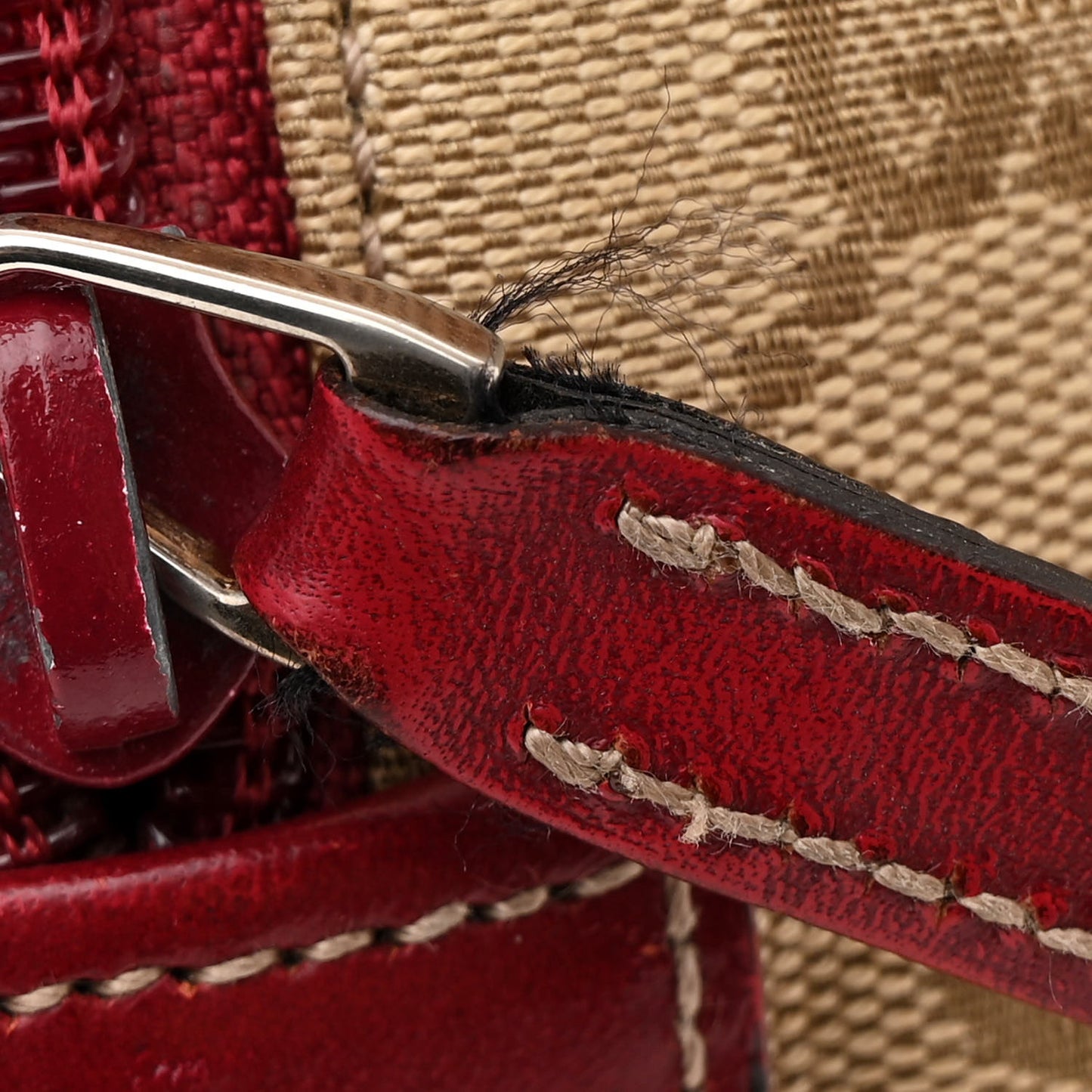 GG Monogram Web Medium Collapsable Carry On Duffle Beige Red