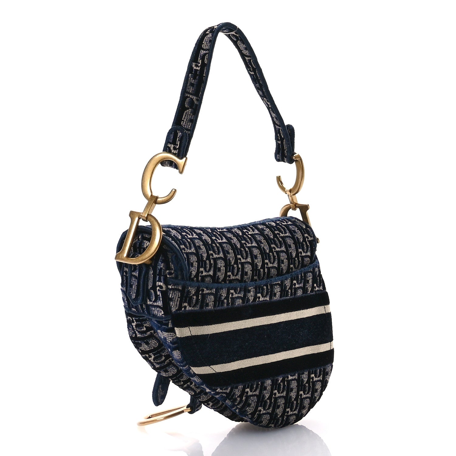 Christian Dior Velvet Oblique Saddle Bag Blue 3 of 13
