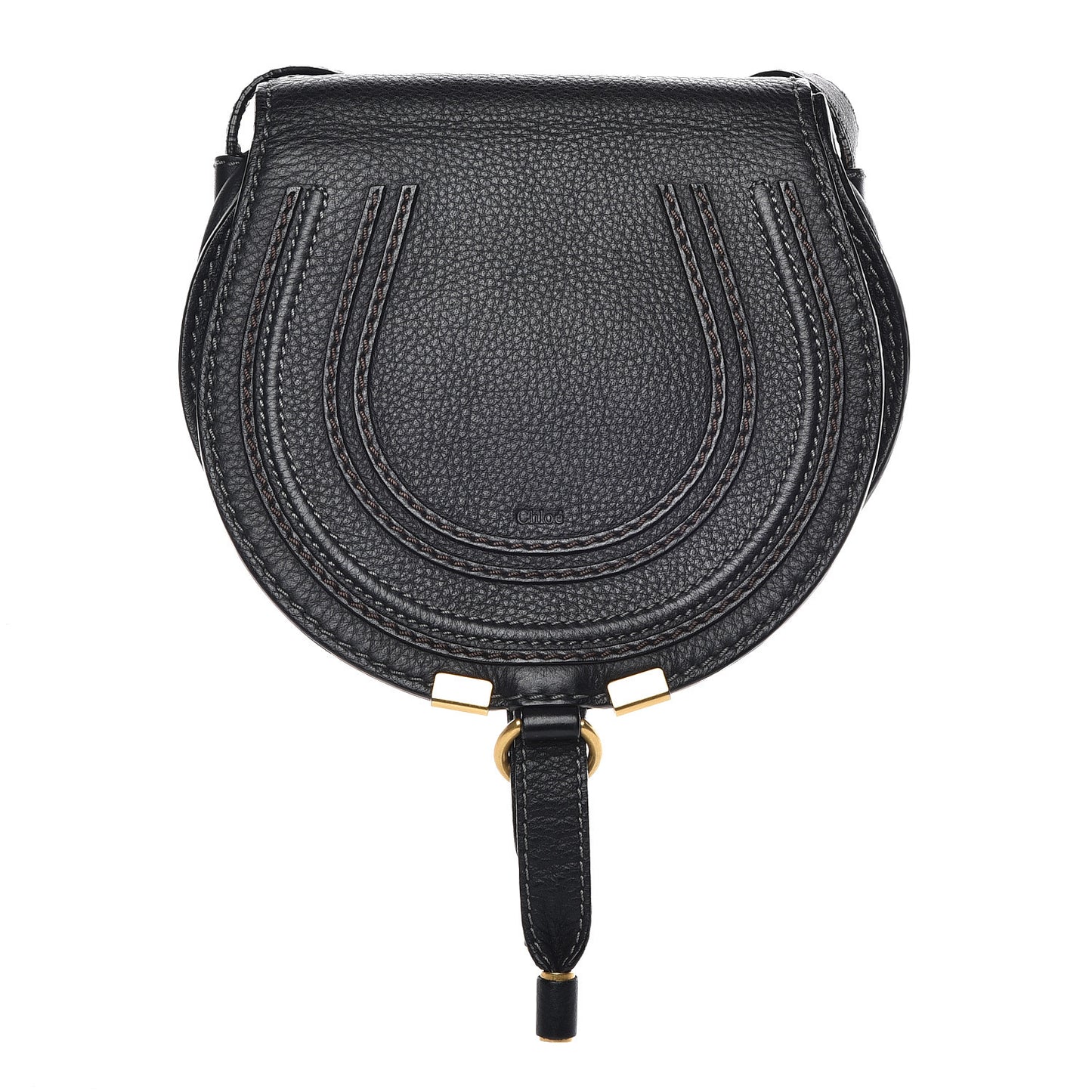 Calfskin Mini Marcie Round Crossbody Bag Black