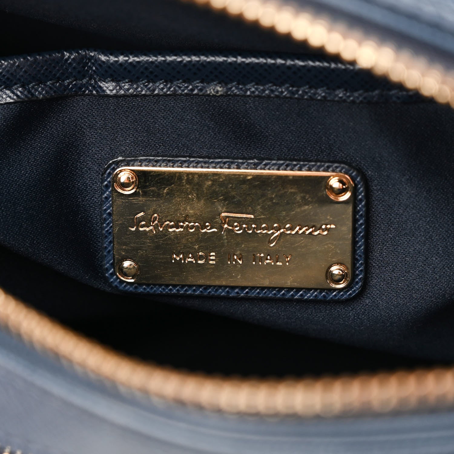 Salvatore Ferragamo Hammered Calfskin Lydia Bow Camera Bag Navy 6 of 11