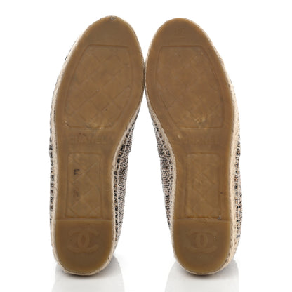 Chanel Tweed Grosgrain CC Espadrilles 36 Gold Beige Black 5 of 10