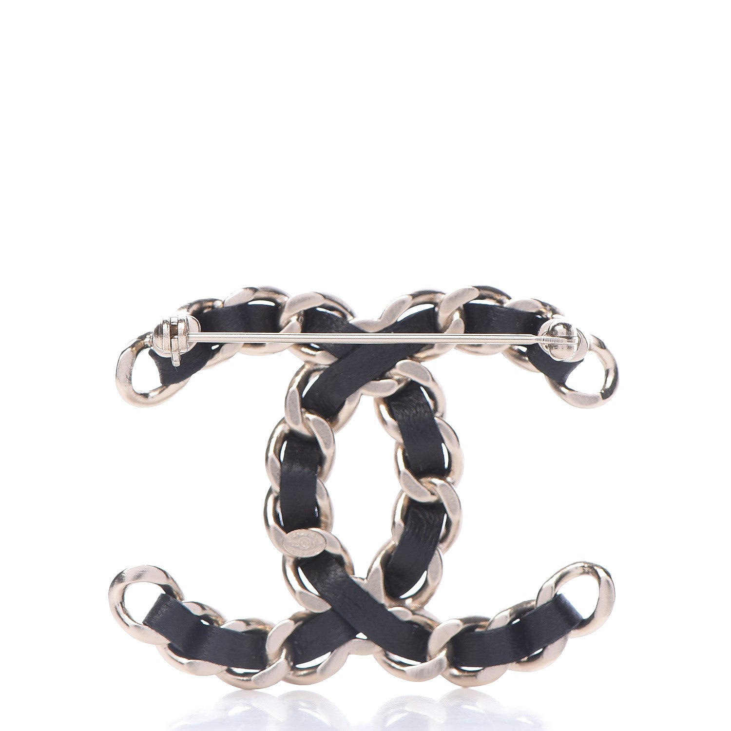 Chanel Lambskin Chain CC Brooch Black Gold 3 of 5