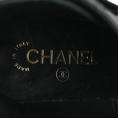 Chanel Lambskin Patent Calfskin Chain CC Short Boots 39.5 Black 6 of 9