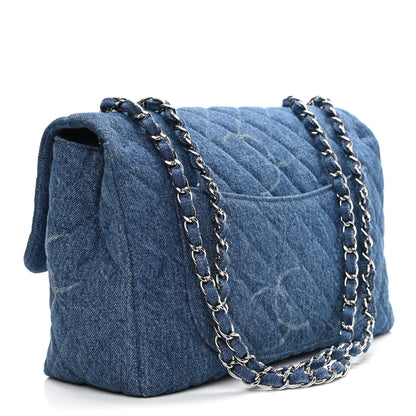 Chanel Denim Quilted CC Print Jumbo Single Flap Blue 5 of 18
