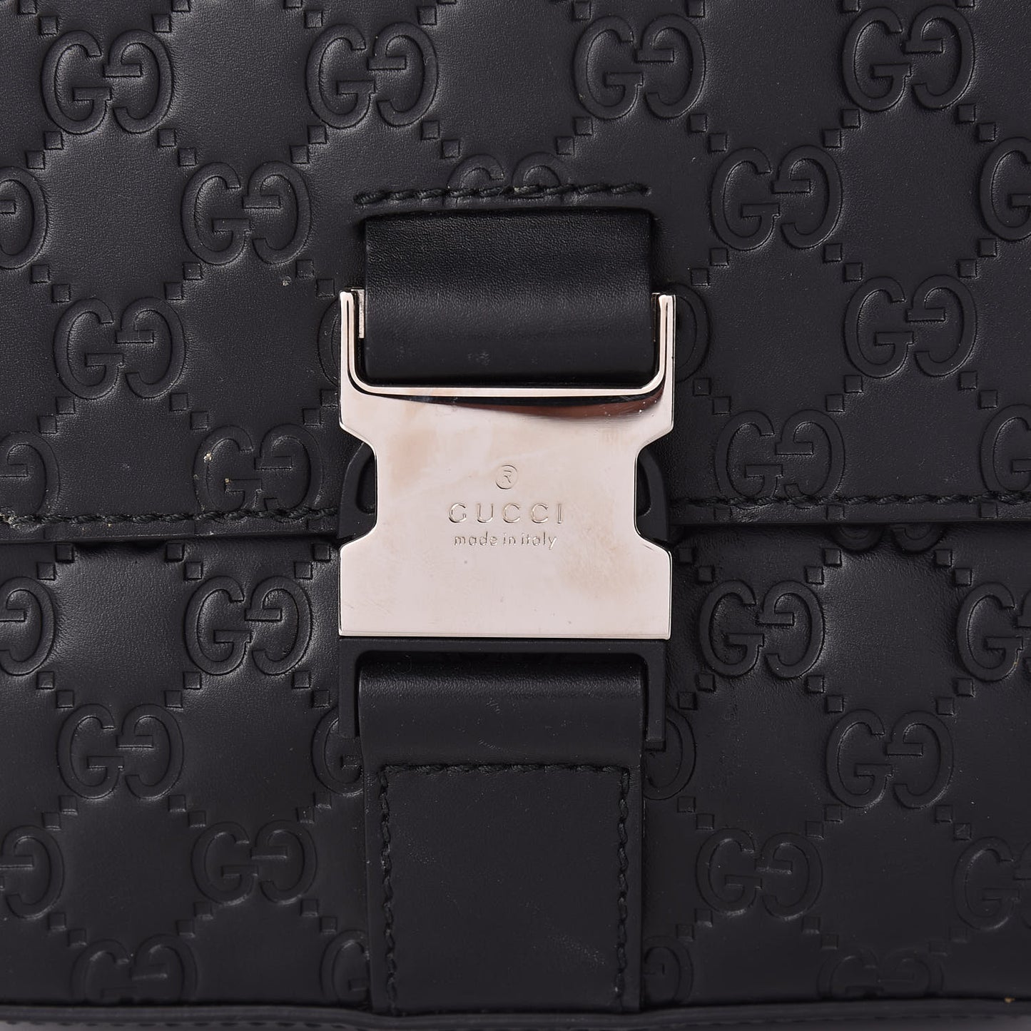 Guccissima Signature Single Buckle Flap Messenger Bag Black