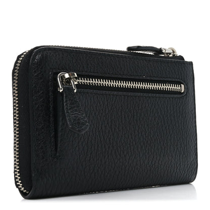 Prada Vitello Daino Triangle Zip Around Keychain Black 3 of 6