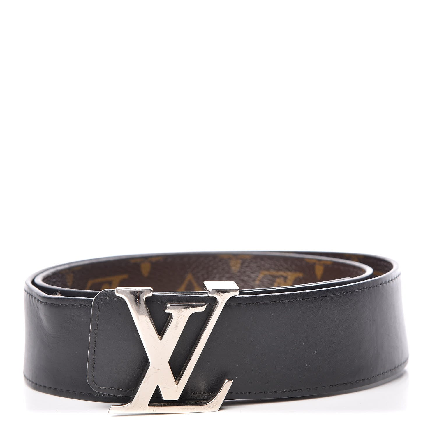 Louis Vuitton Calfskin Monogram 30mm LV Initiales Reversible Belt 80 32 Black 1 of 7