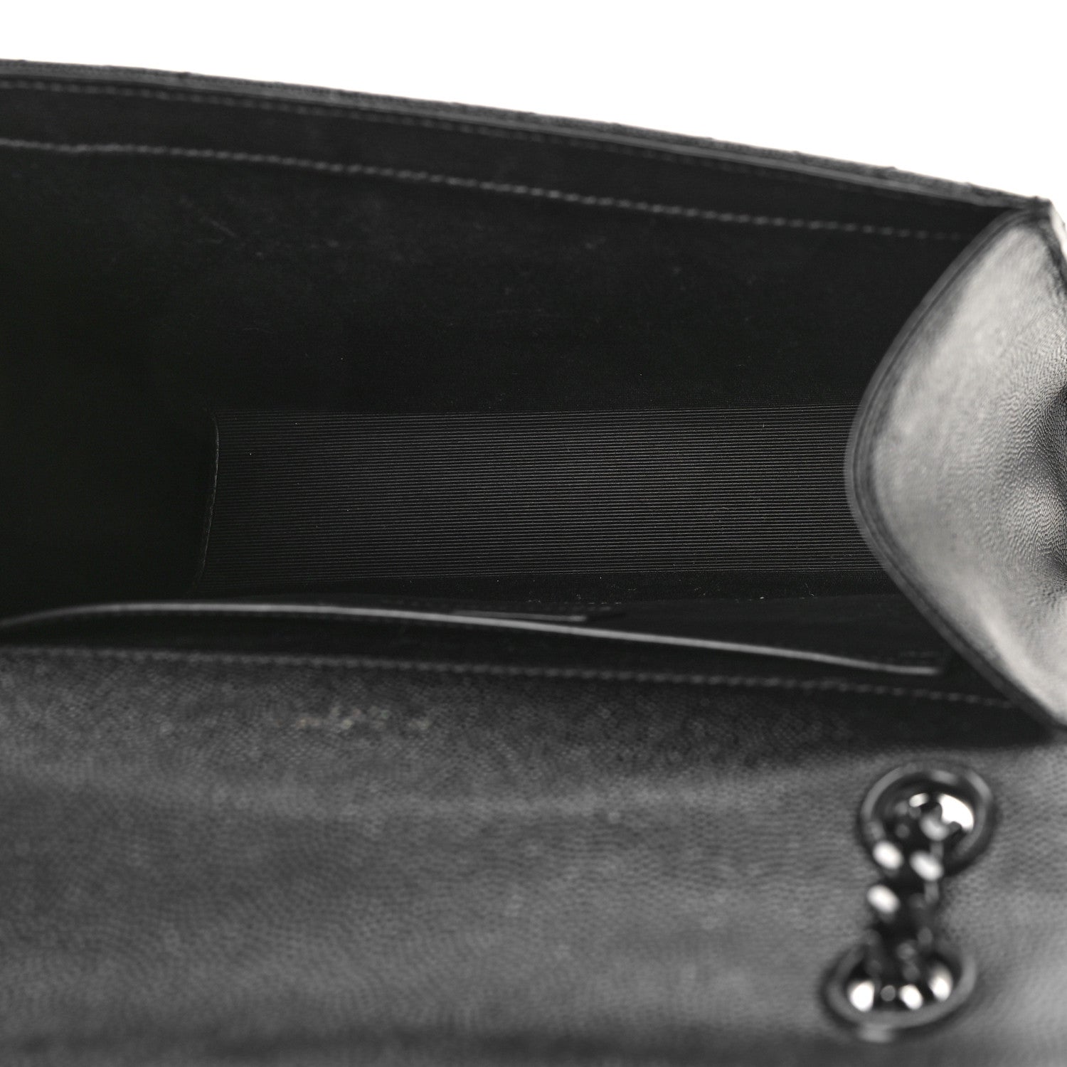 Saint Laurent Grain De Poudre Textured Mixed Matelasse Triquilt Medium Monogram Monochrome Satchel Black 5 of 8