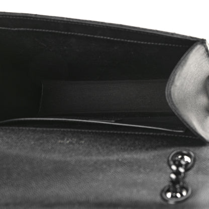 Saint Laurent Grain De Poudre Textured Mixed Matelasse Triquilt Medium Monogram Monochrome Satchel Black 5 of 8