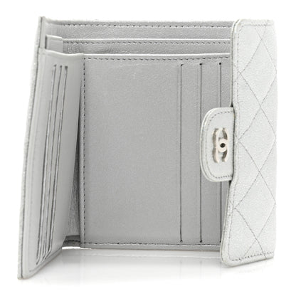 Chanel Metallic Caviar Quilted Compact Flap Wallet Silver 5 of 16