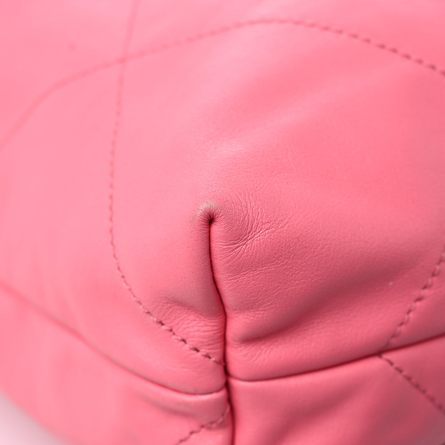 Shiny Calfskin Quilted Chanel 22 Drawstring Bag Coral Pink