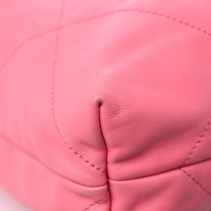 Chanel Shiny Calfskin Quilted Chanel 22 Drawstring Bag Coral Pink 10 of 15