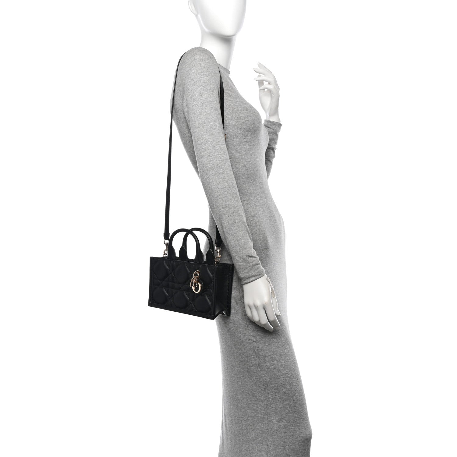 Christian Dior Calfskin Macrocannage Mini Book Tote Black 2 of 11