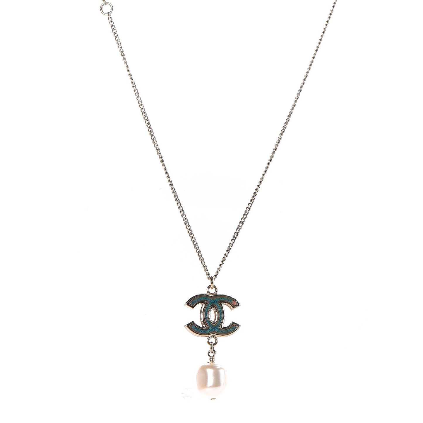 Resin Holographic Pearl CC Drop Necklace