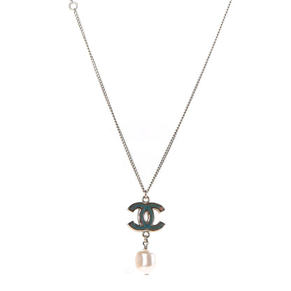 Chanel Resin Holographic Pearl CC Drop Necklace 1 of 6