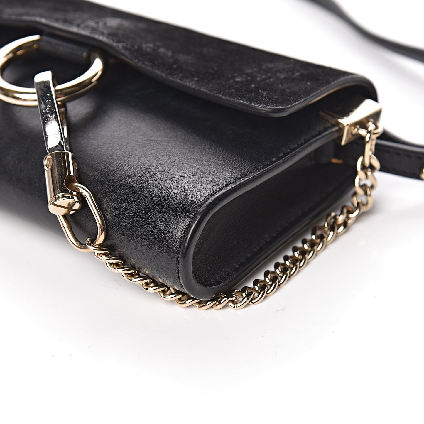 Suede Calfskin Mini Faye Shoulder Bag Black