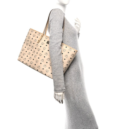 MCM Visetos Medium Top Zip Shopper Tote Beige 2 of 12