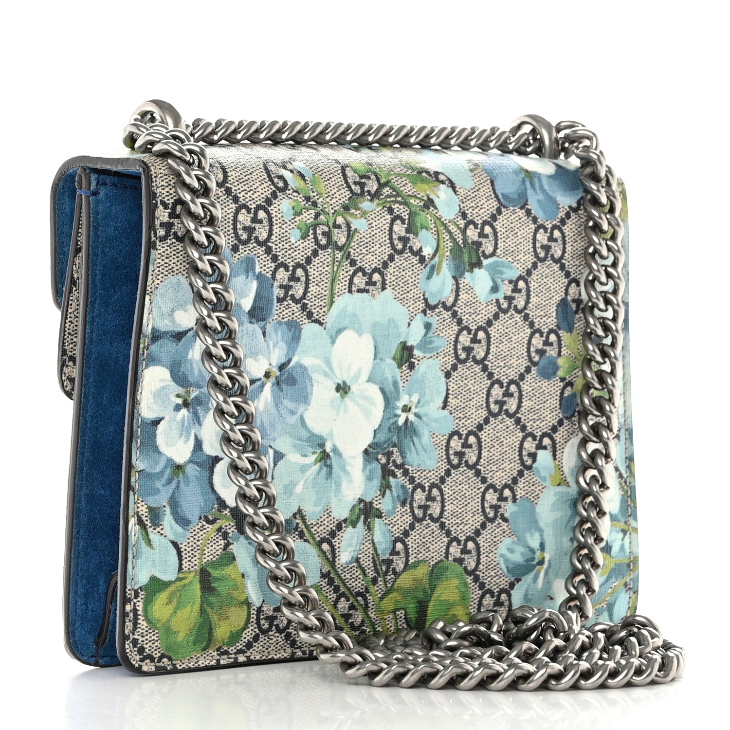 Gucci GG Supreme Monogram Blooms Mini Dionysus Shoulder Bag Beige Navy Vintage Blue 3 of 12