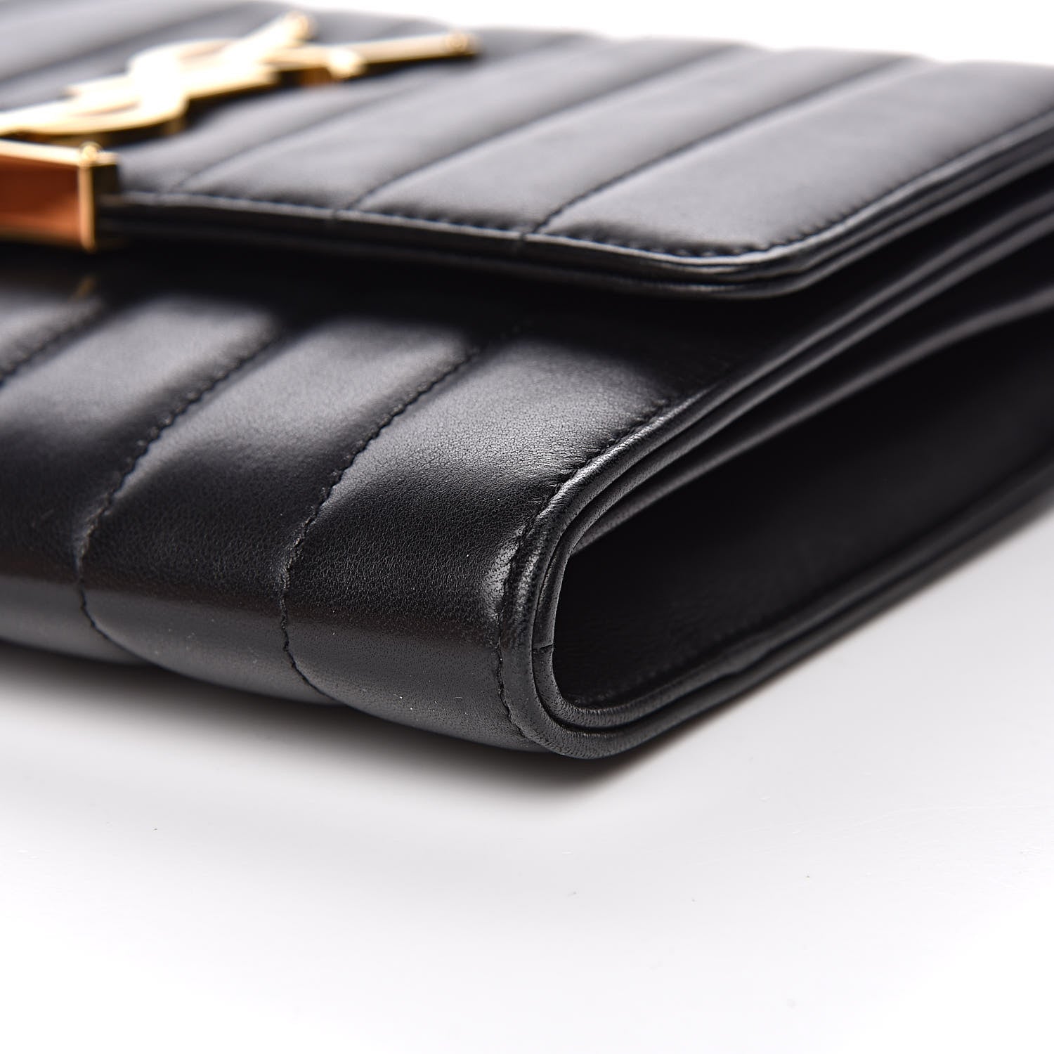 Saint Laurent Lambskin Matelasse Monogram Vicky Chain Wallet Black 8 of 13