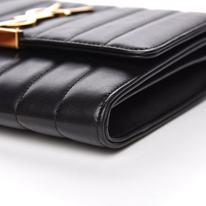 Saint Laurent Lambskin Matelasse Monogram Vicky Chain Wallet Black 8 of 13