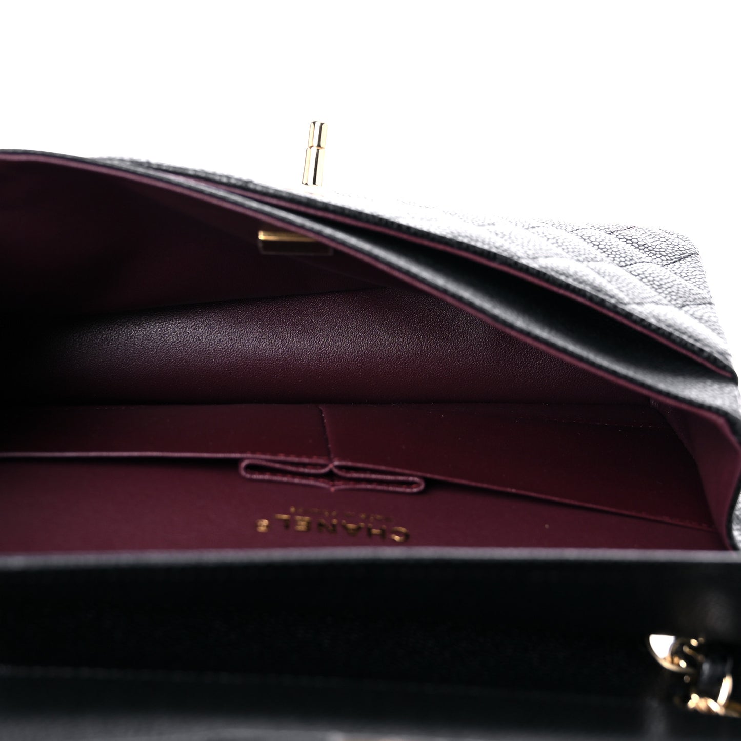 Caviar Quilted Medium Double Flap Black
