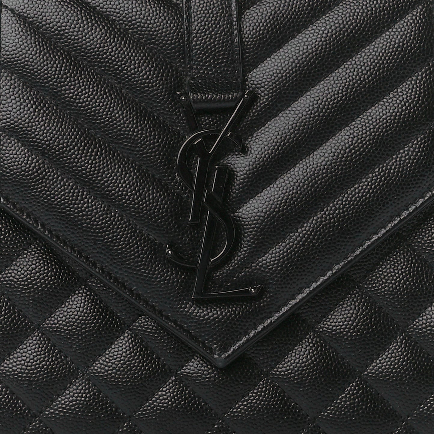 Grain De Poudre Textured Mixed Matelasse Triquilt Medium Monogram Monochrome Satchel Black