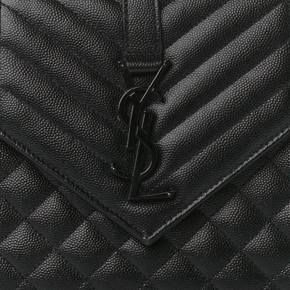 Saint Laurent Grain De Poudre Textured Mixed Matelasse Triquilt Medium Monogram Monochrome Satchel Black 10 of 12