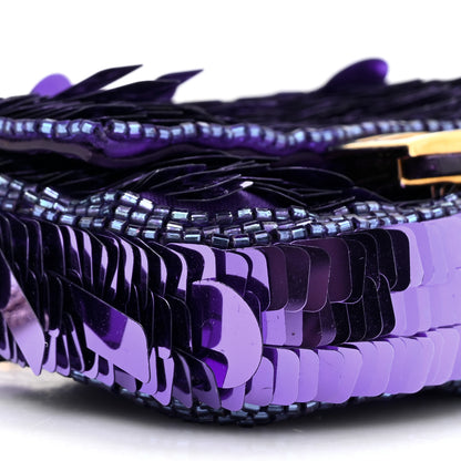 Fendi Sequin Paillettes Shiny Nappa Sex and the City Nano Baguette Charm Viola Purple Rain 11 of 13
