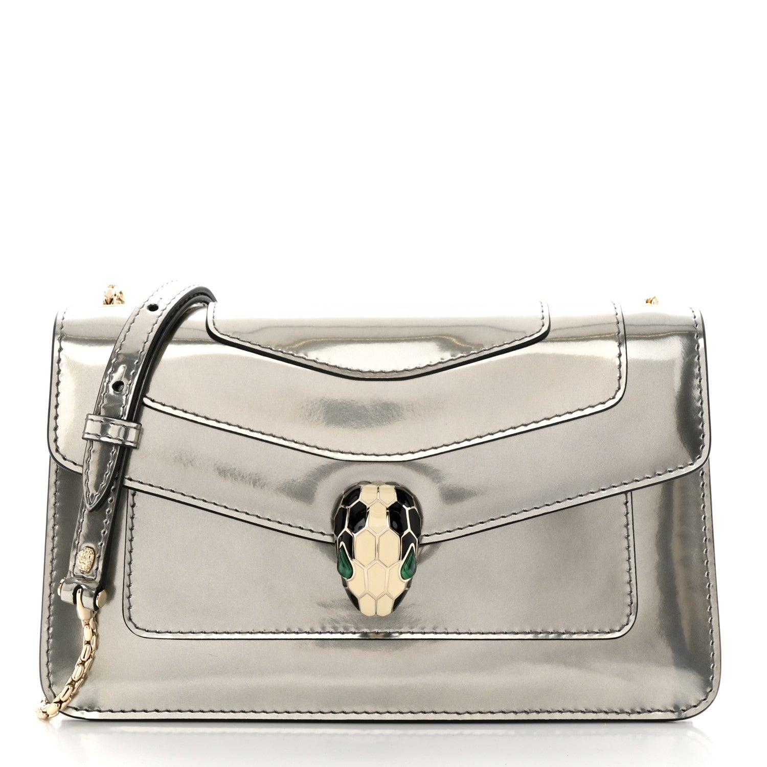 Bulgari Metallic Calfskin Serpenti Forever Crossbody Bag Silver 3 of 12