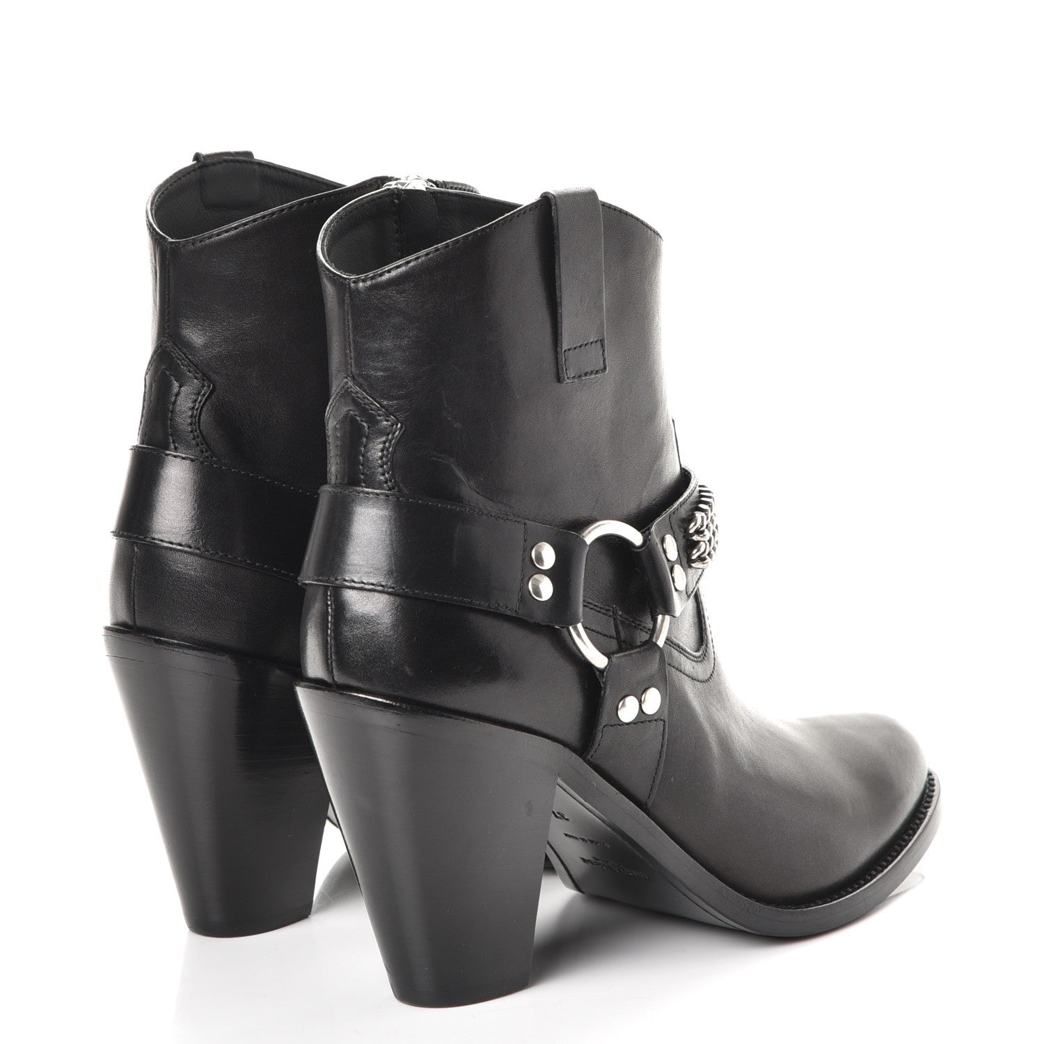 Saint Laurent Calfskin Chain Harness Curtis 80 Ankle Boots 37 Black 4 of 10