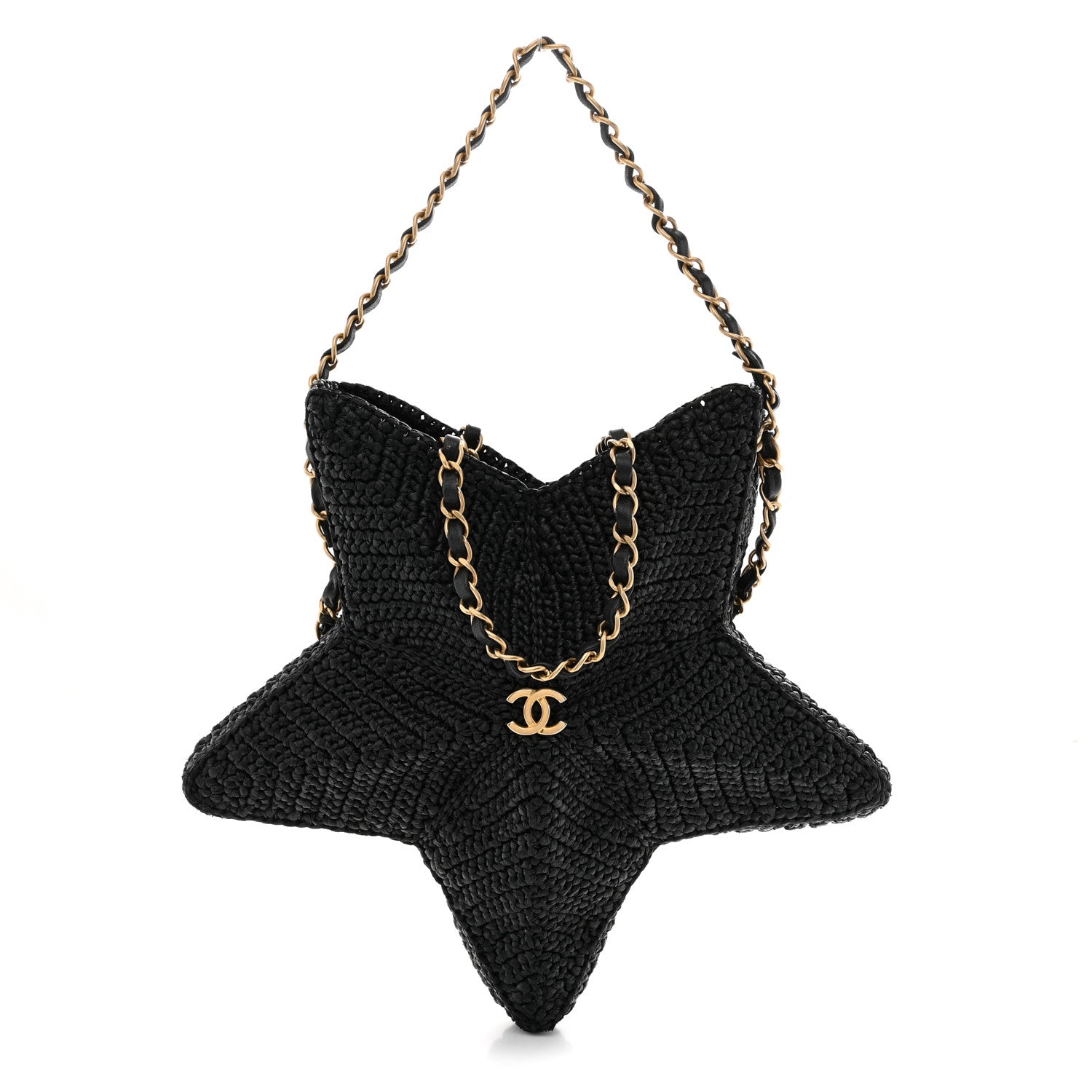 Chanel Raffia Star Coco Beach Bag Black 1 of 10
